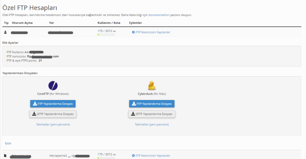 cpanel-ftp-hesaplari