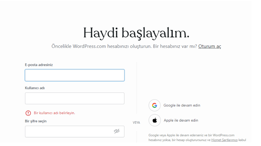 wordpress site kurma aşamaları