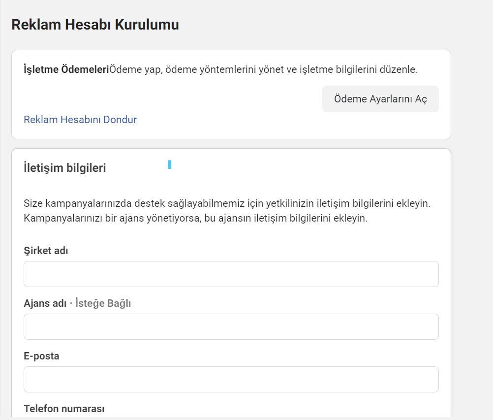 facebook reklam hesabı kurulumu