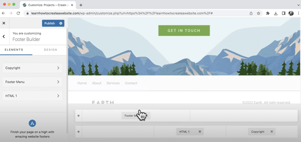 wordpress footer