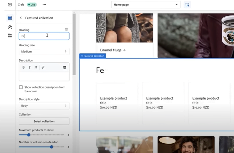 shopify ürün koleksiyonu