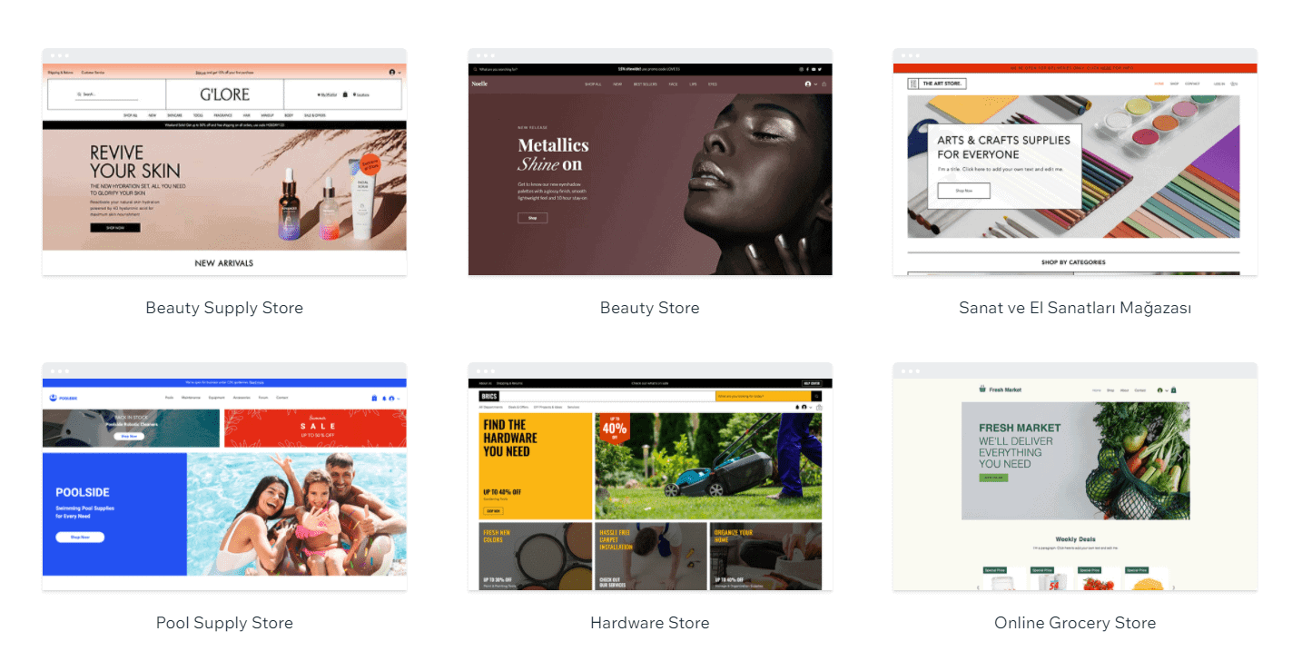 Wix E-Ticaret Temaları